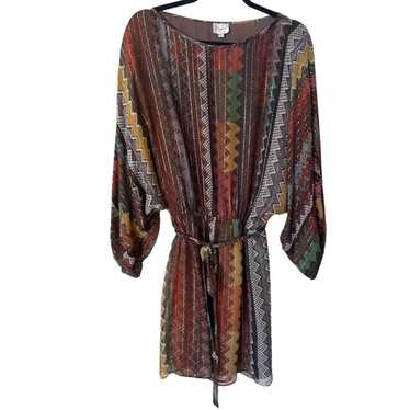 Parker Multicolor Zigzag Silk Blend Mini Tunic Dr… - image 1