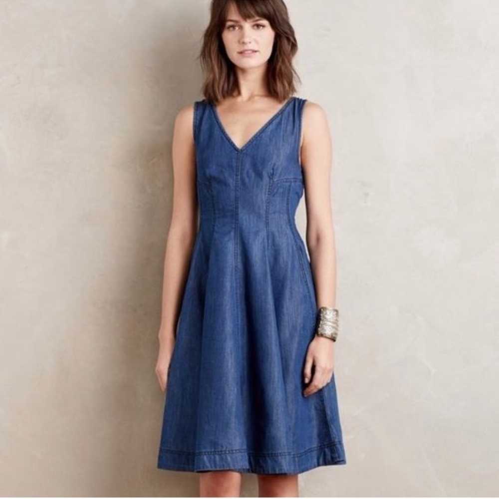 Denim pinafore dress with pockets - image 1