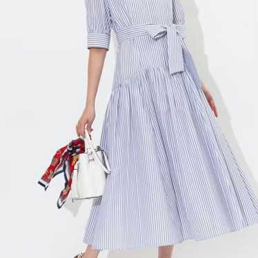 swingle Half-Sleeve Striped Long Shirt Dress for … - image 1