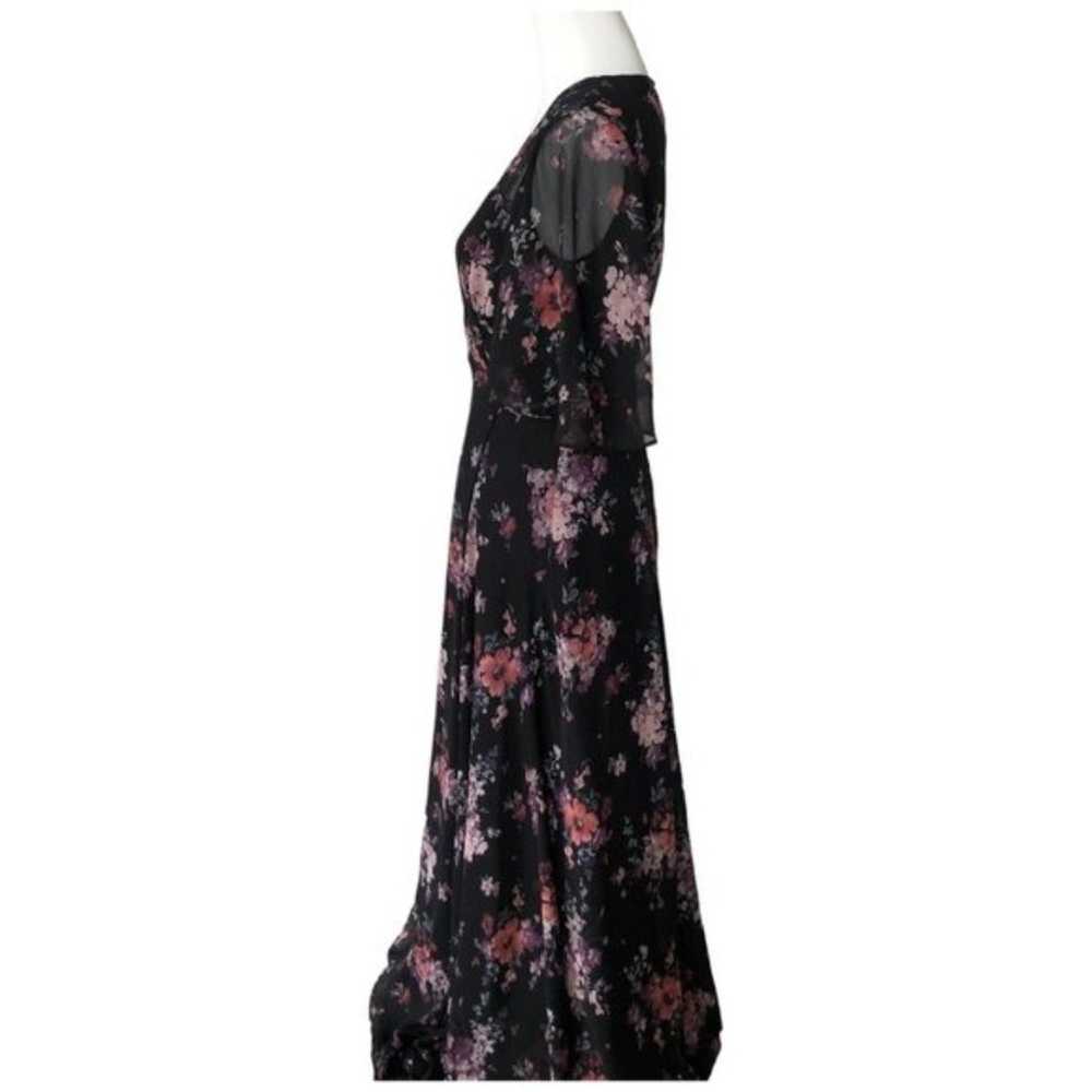 Bloomingdales  Aqua Black Floral Flowy V-Neck Max… - image 3