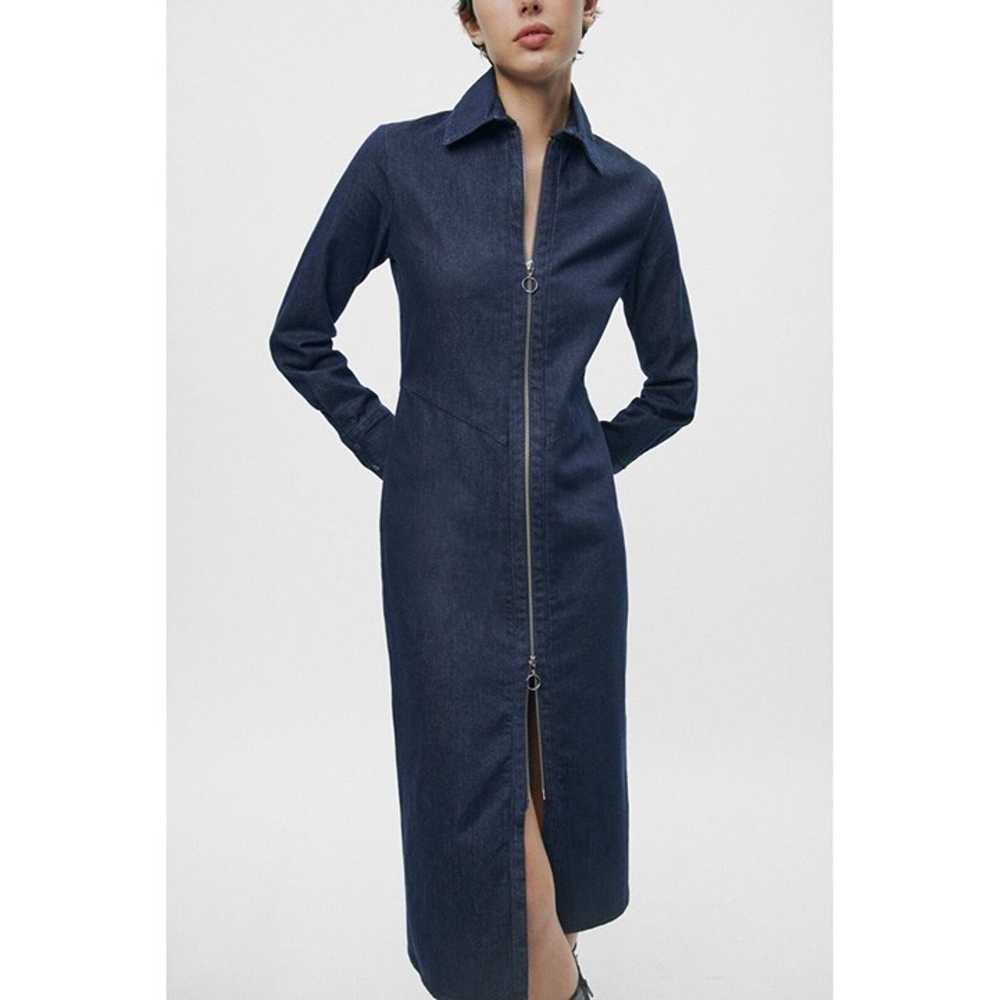 Zara Zippered Denim Dress ZW Collection  Collared… - image 3