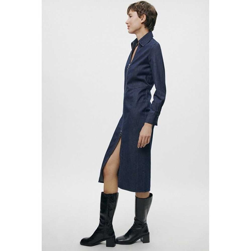 Zara Zippered Denim Dress ZW Collection  Collared… - image 5