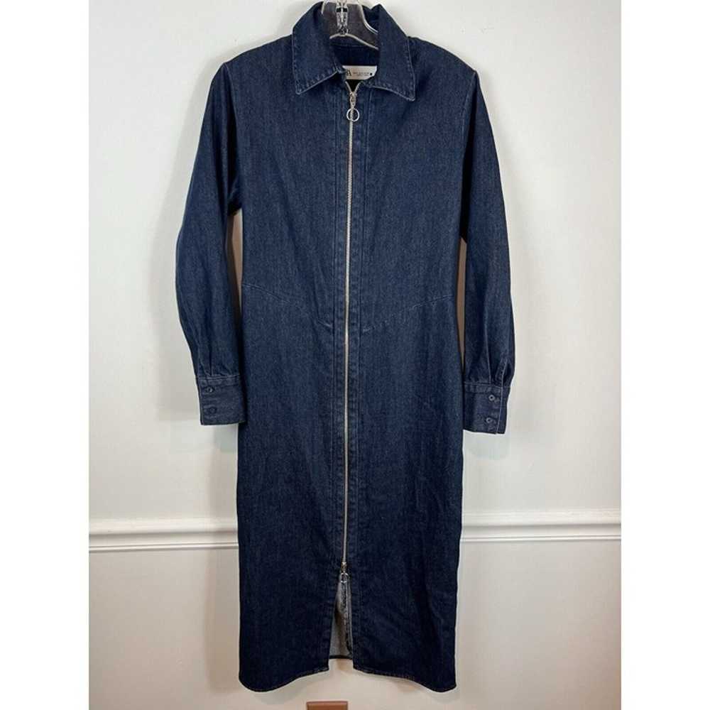 Zara Zippered Denim Dress ZW Collection  Collared… - image 7