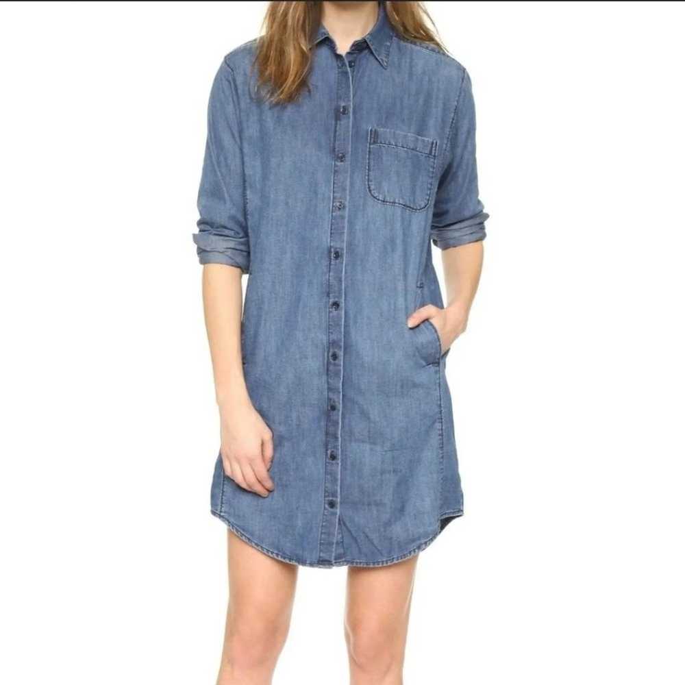 Madewell Dress Small Chambray Denim Blue Long Sle… - image 1