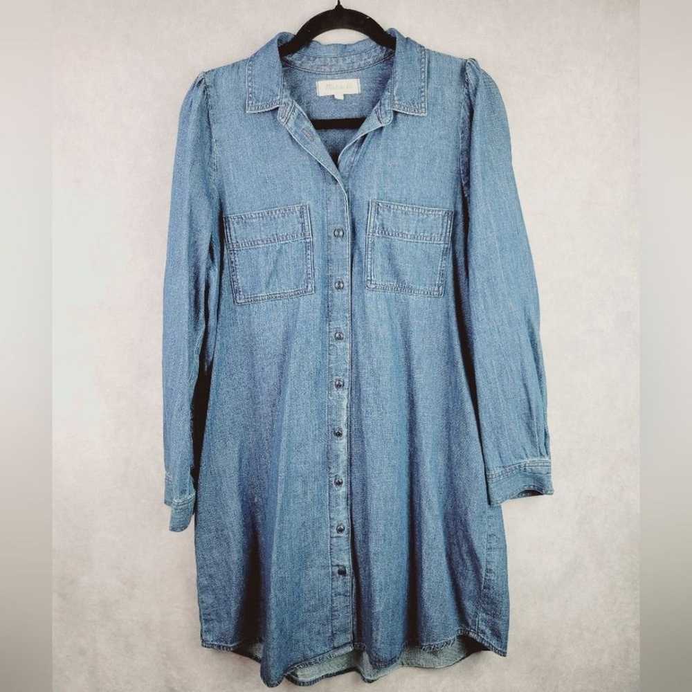 Madewell Dress Small Chambray Denim Blue Long Sle… - image 2