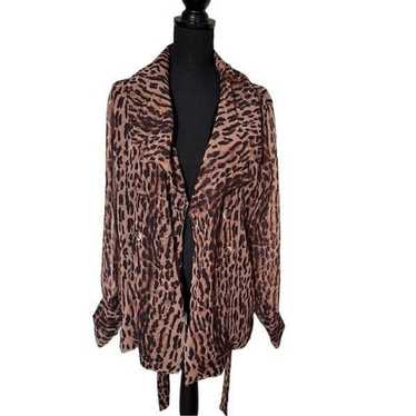 XTRMZ Vintage Sheer Sleeve Blazer Leopard Print D… - image 1