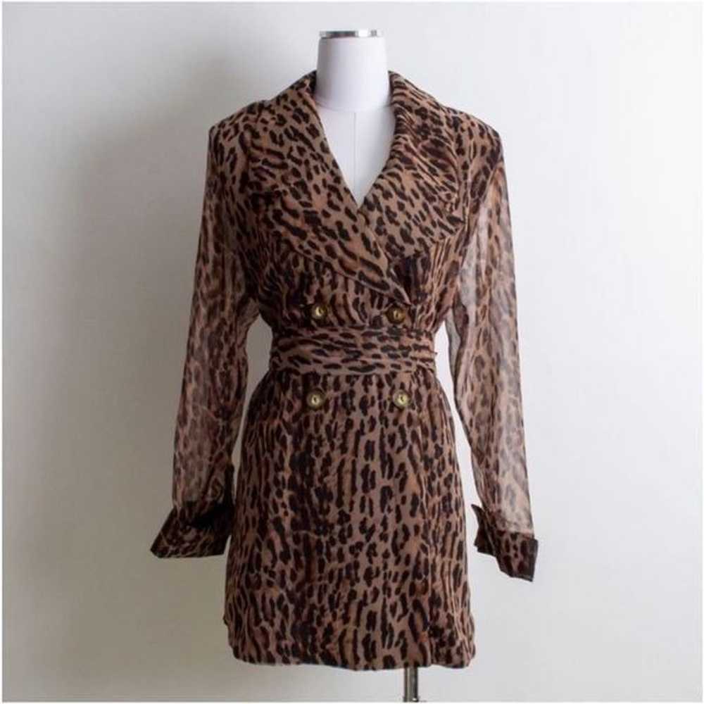 XTRMZ Vintage Sheer Sleeve Blazer Leopard Print D… - image 9