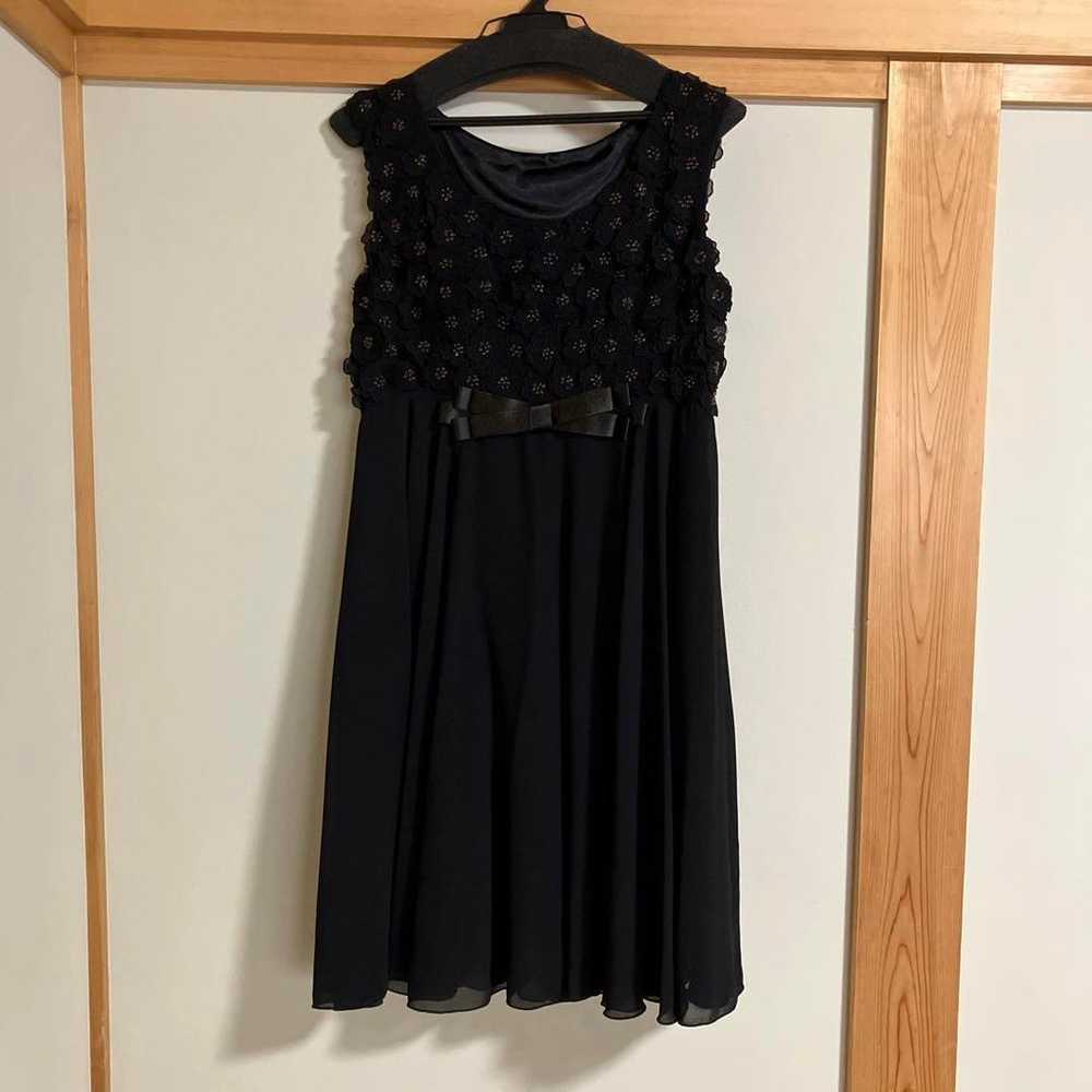 Black floral embroidered party dress Size 38. - image 1