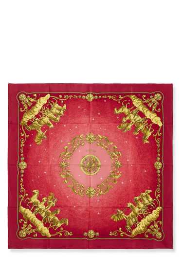 Red & Multicolor 'Cosmos' Silk Scarf 90