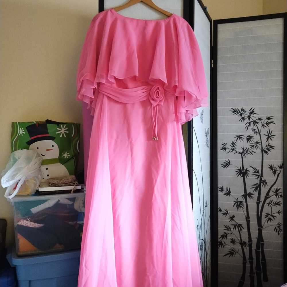 Dress Vintage Maxi Dress , 1970's, pink, Large,Ch… - image 1