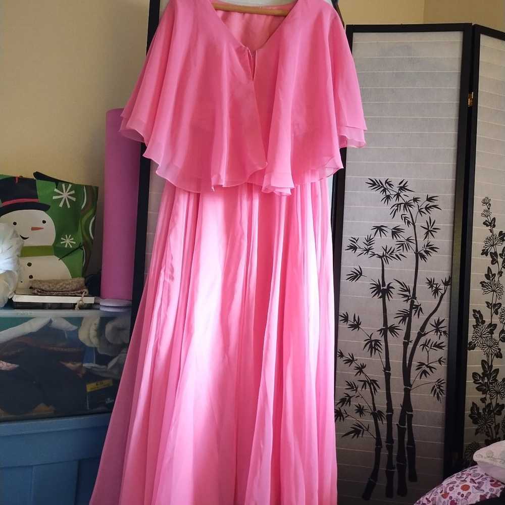 Dress Vintage Maxi Dress , 1970's, pink, Large,Ch… - image 6