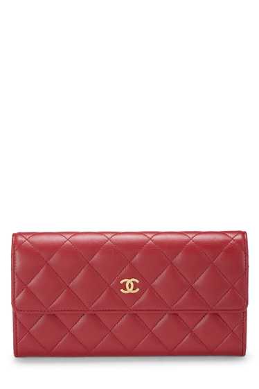 Red Lambskin Long Wallet