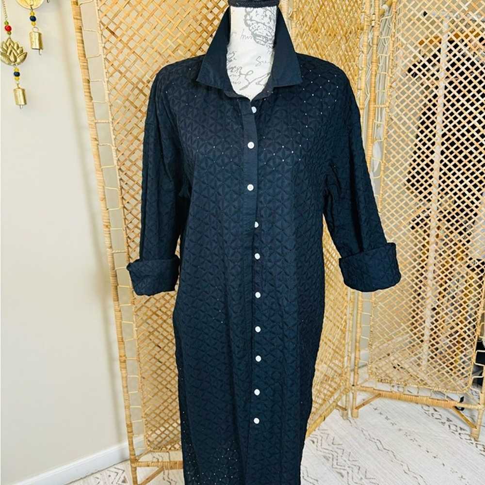 Tommy Hilfiger Eyelet Black Tunic /Dress Blouse - image 1