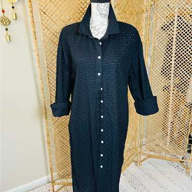 Tommy Hilfiger Eyelet Black Tunic /Dress Blouse