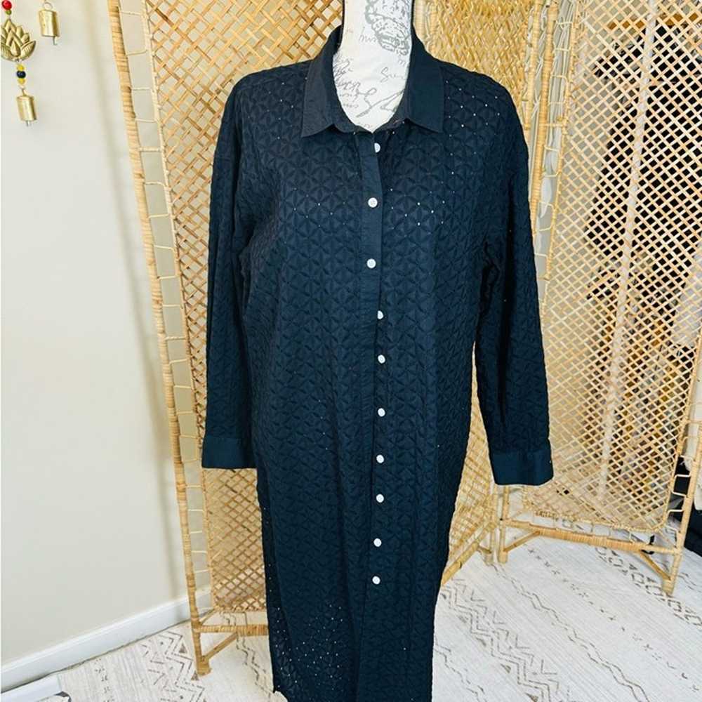 Tommy Hilfiger Eyelet Black Tunic /Dress Blouse - image 4