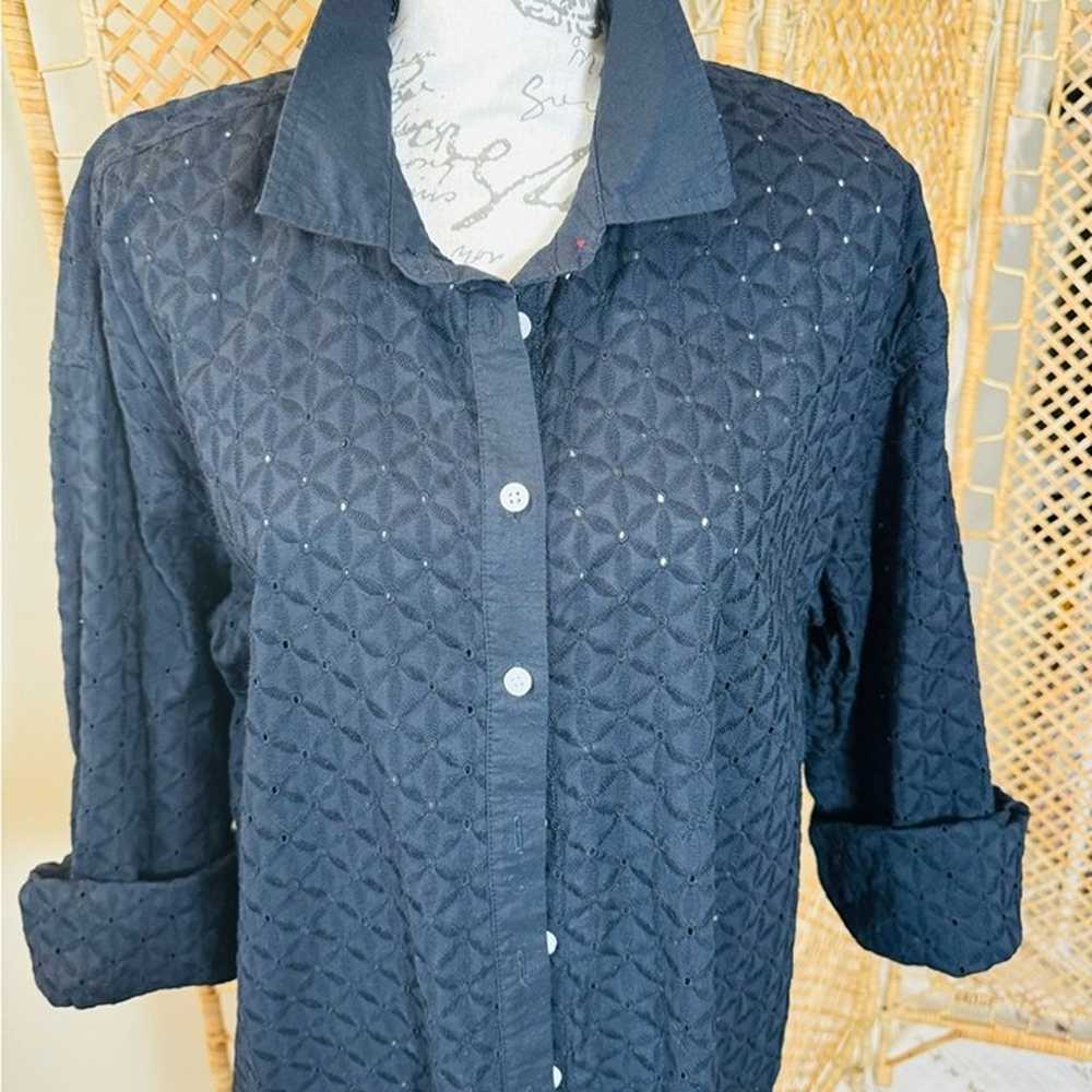 Tommy Hilfiger Eyelet Black Tunic /Dress Blouse - image 7