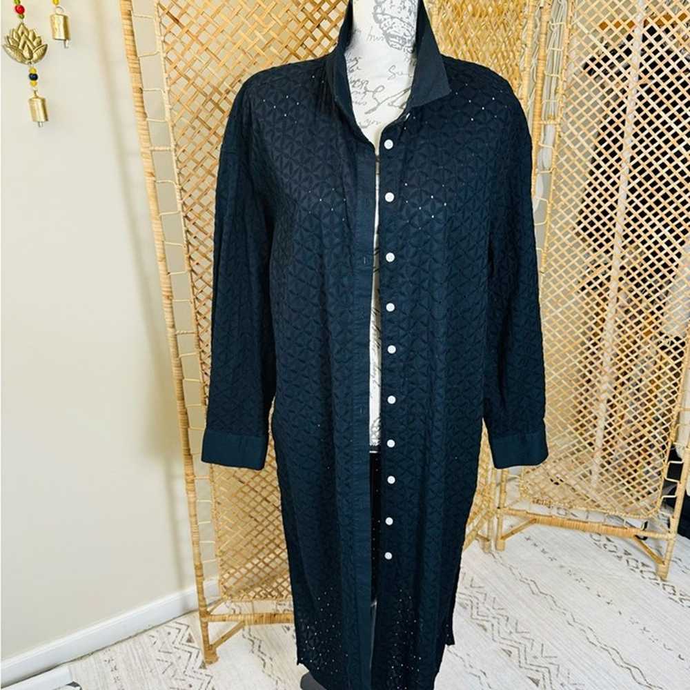 Tommy Hilfiger Eyelet Black Tunic /Dress Blouse - image 8