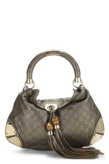 Grey Metallic Guccissima Leather Indy Hobo - image 1