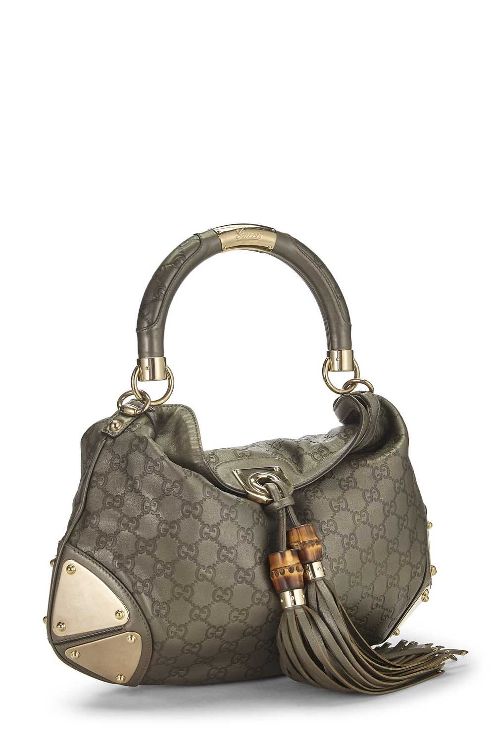 Grey Metallic Guccissima Leather Indy Hobo - image 2