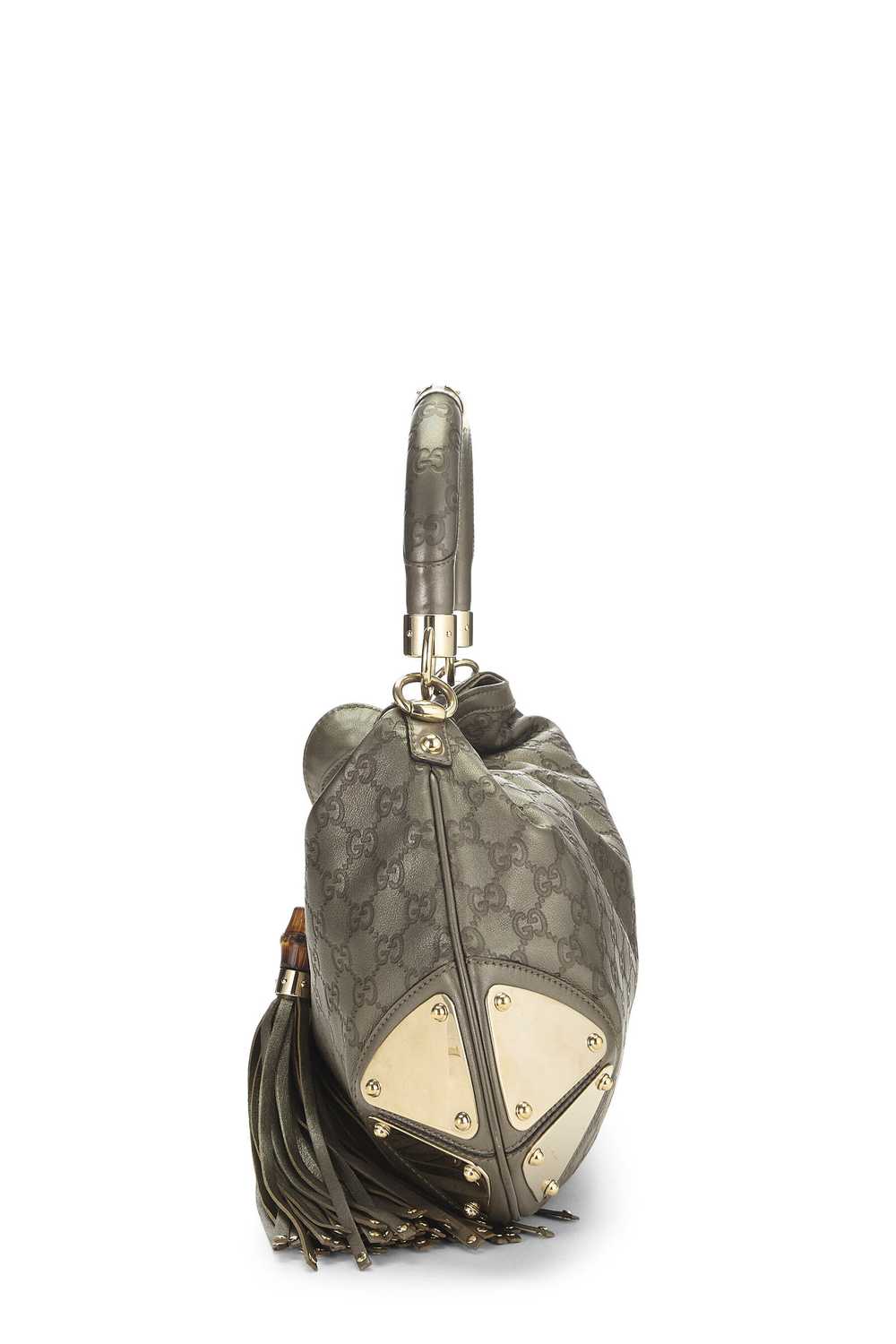 Grey Metallic Guccissima Leather Indy Hobo - image 3