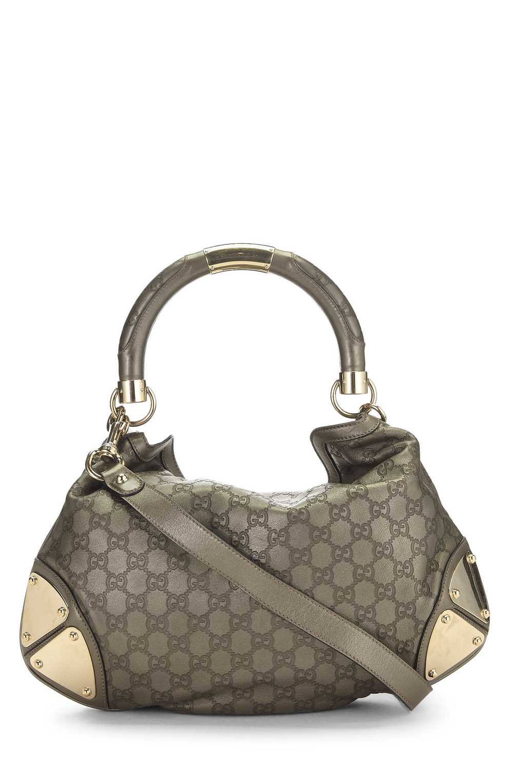 Grey Metallic Guccissima Leather Indy Hobo - image 4