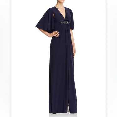 Eliza J Navy Blue Maxi Dress Beaded Flutter Sleev… - image 1