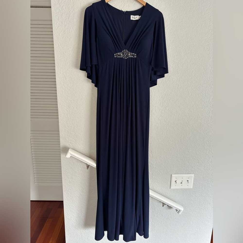 Eliza J Navy Blue Maxi Dress Beaded Flutter Sleev… - image 2