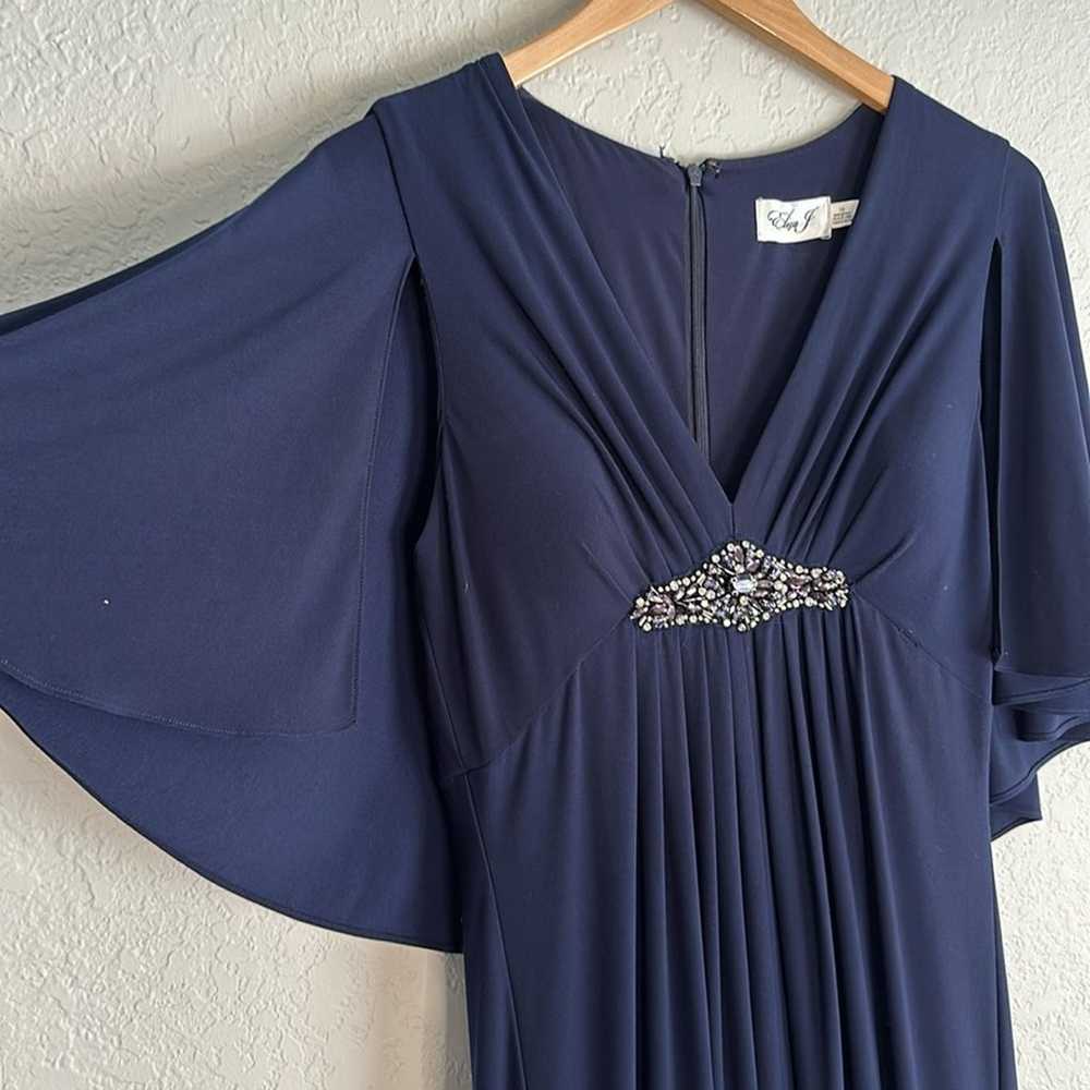 Eliza J Navy Blue Maxi Dress Beaded Flutter Sleev… - image 4