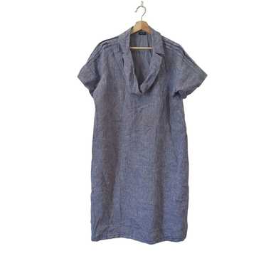 Jaeger Womens Shift Dress 100% Linen Blue Gray La… - image 1