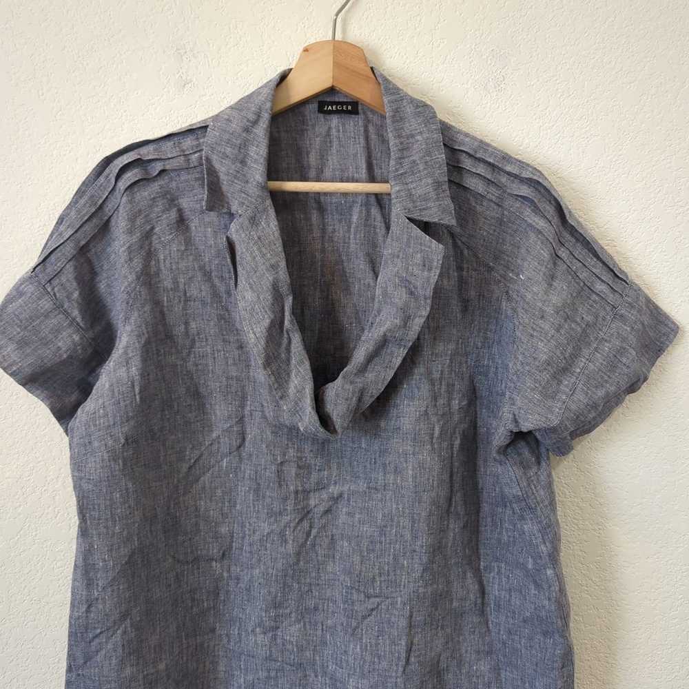 Jaeger Womens Shift Dress 100% Linen Blue Gray La… - image 3