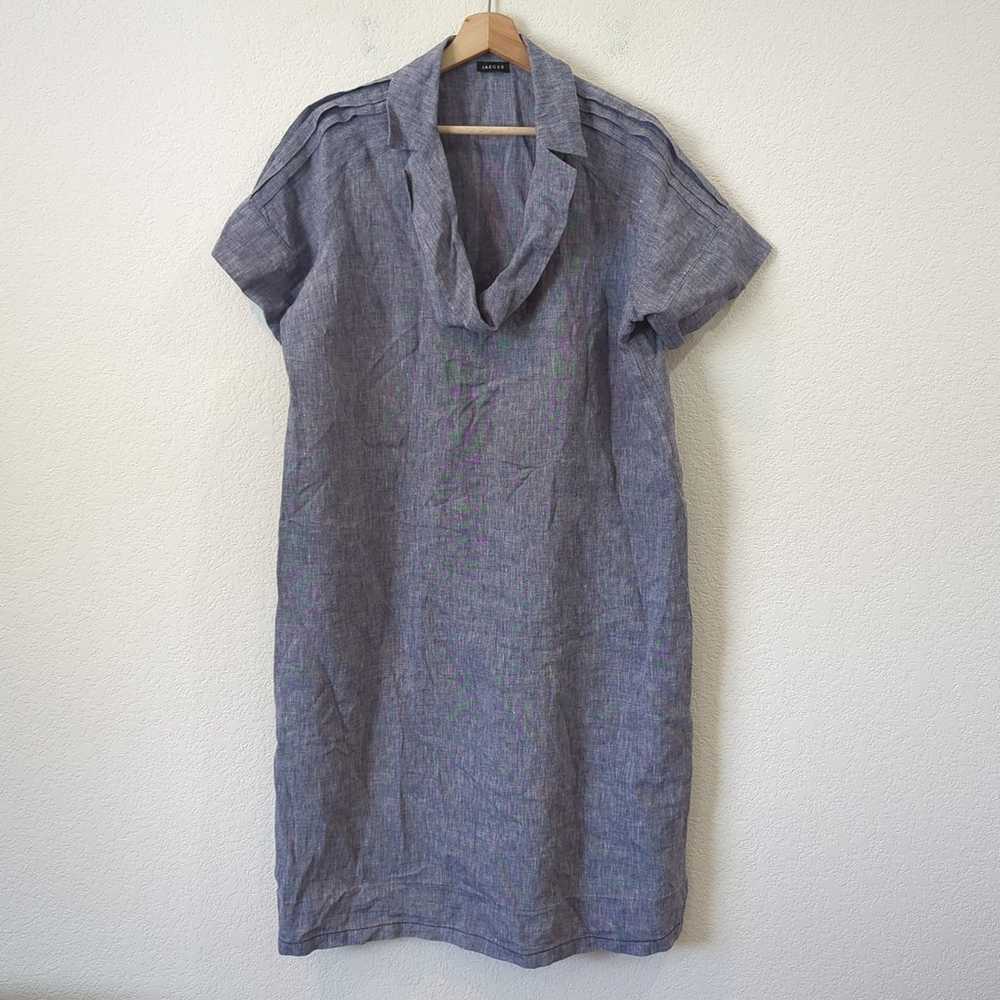 Jaeger Womens Shift Dress 100% Linen Blue Gray La… - image 4