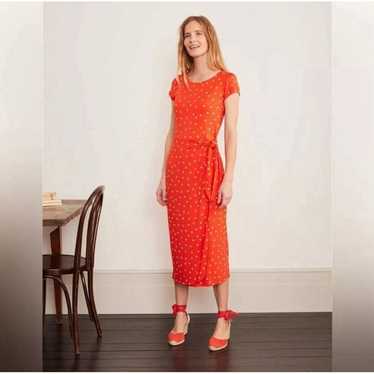 Boden Tamara Jersey Wrap Midi Dress Orange Polka … - image 1