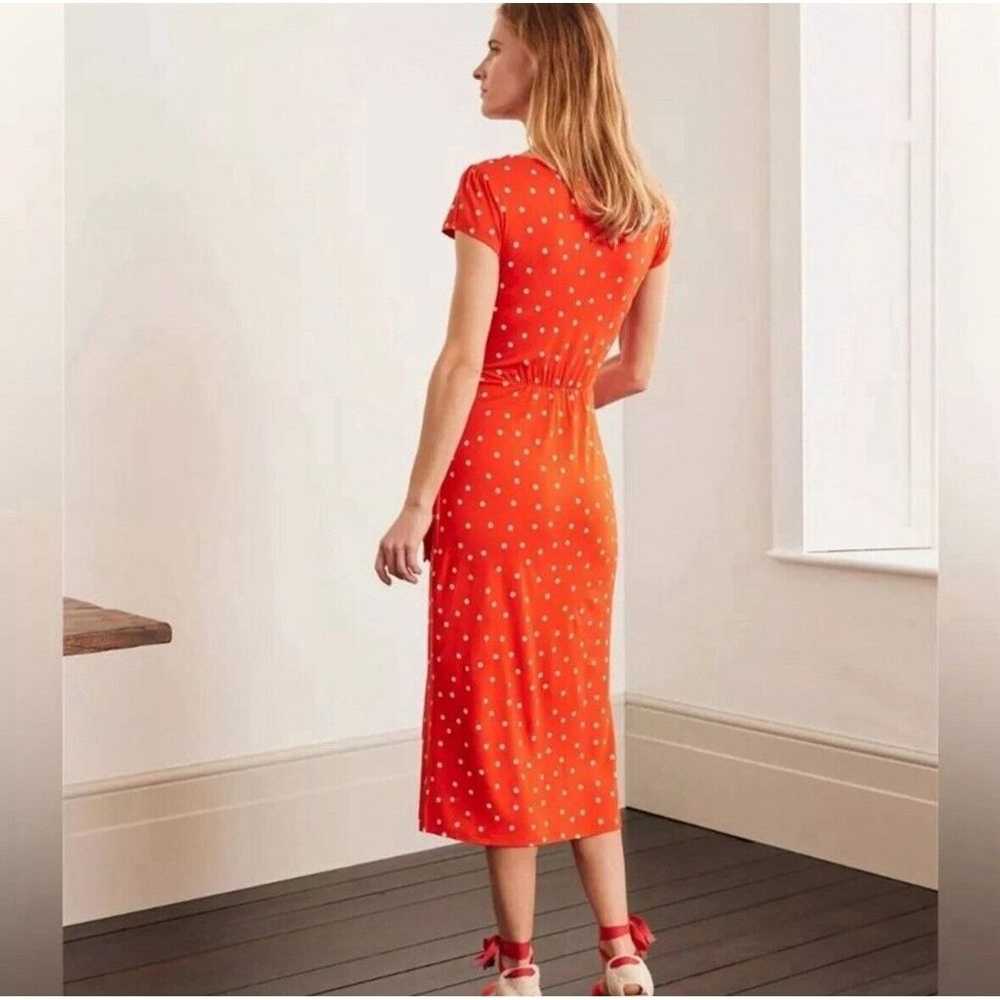 Boden Tamara Jersey Wrap Midi Dress Orange Polka … - image 2