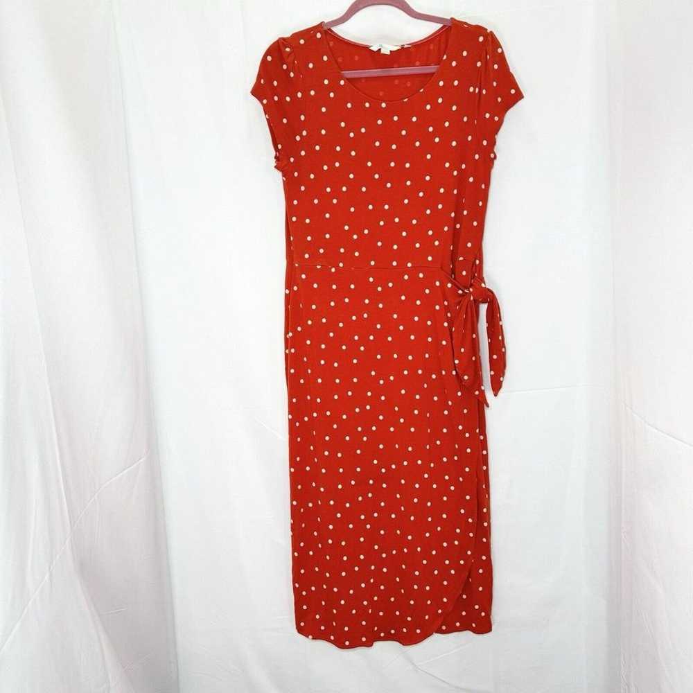 Boden Tamara Jersey Wrap Midi Dress Orange Polka … - image 3