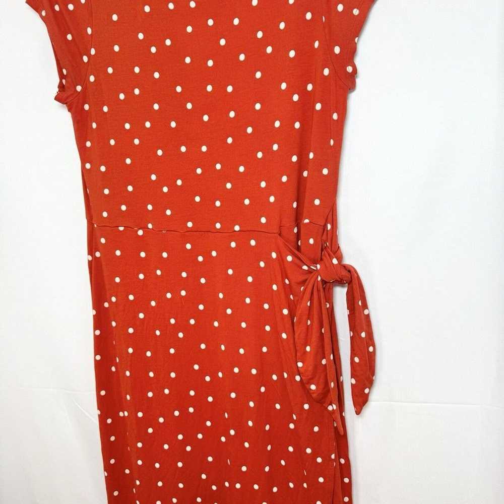 Boden Tamara Jersey Wrap Midi Dress Orange Polka … - image 5