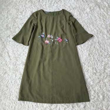 LAURA Ashley floral embroidered dress in khaki. - image 1