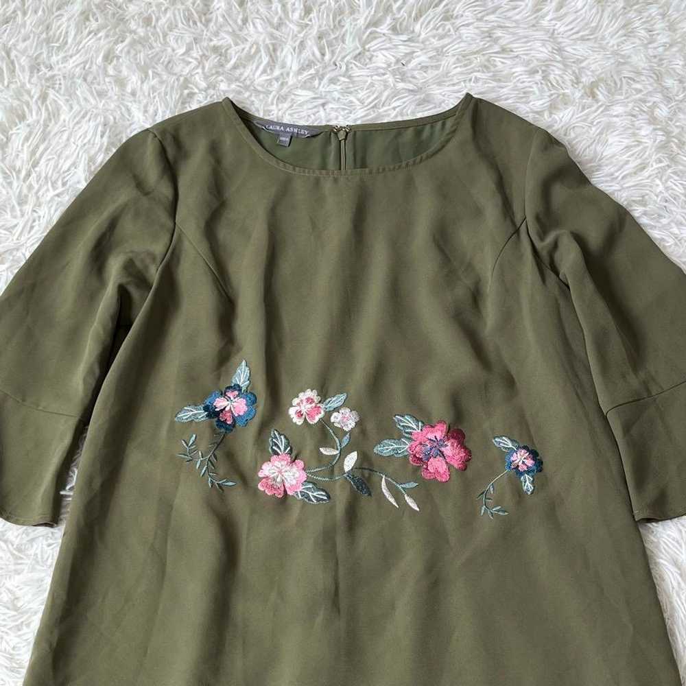 LAURA Ashley floral embroidered dress in khaki. - image 2