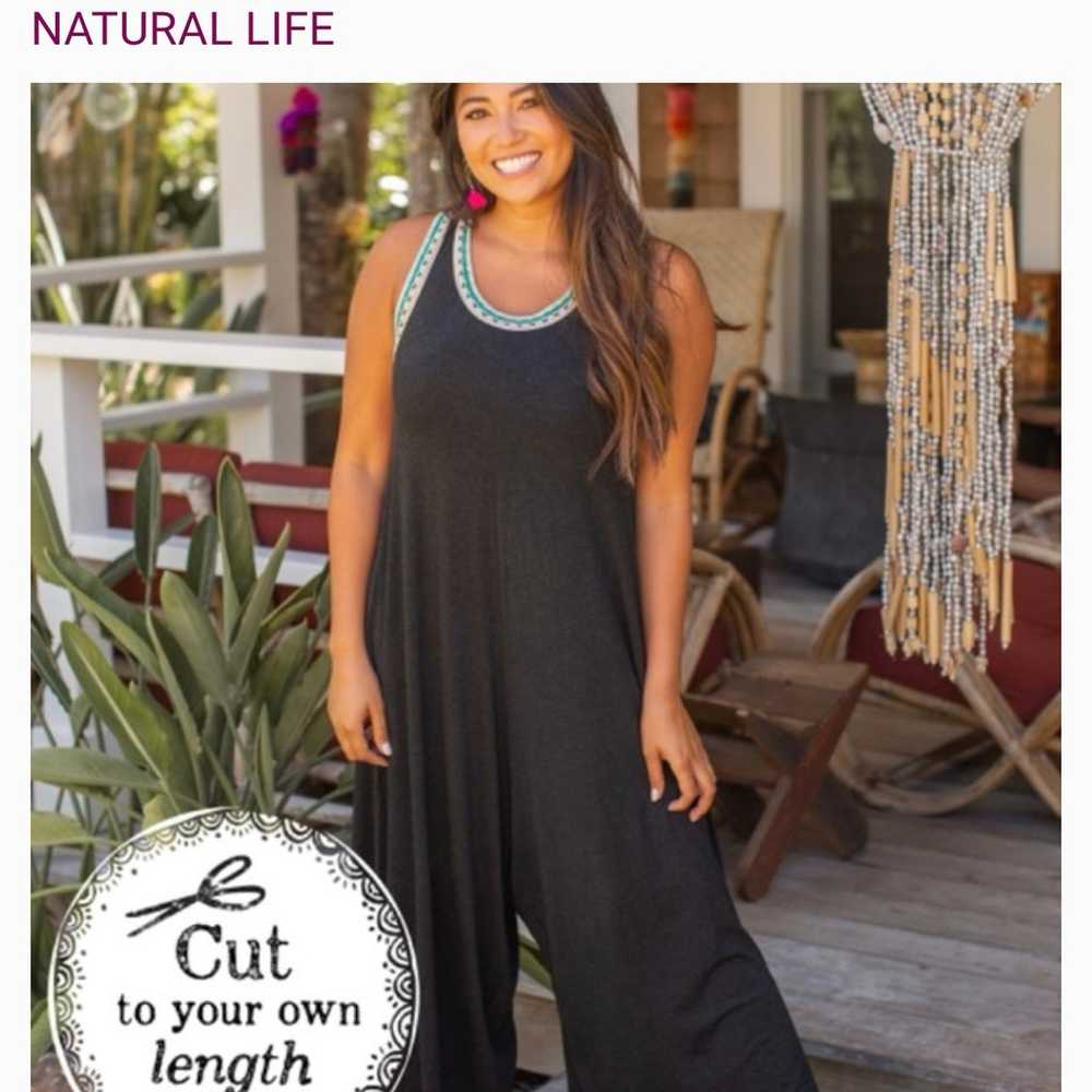 natural life jumpsuit xl Charcoal Black Sleeveles… - image 10