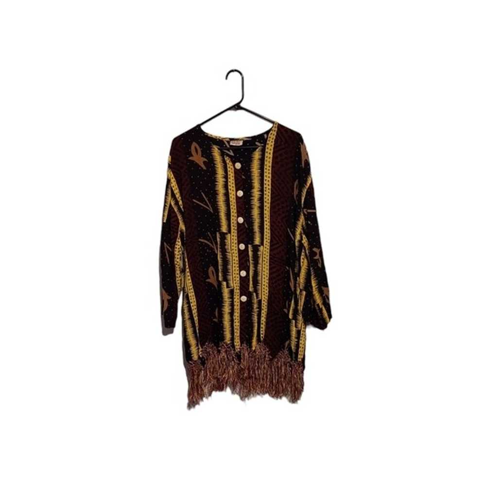 Meetu Magic Dress Size 1X Fringe Button Down Kaft… - image 1