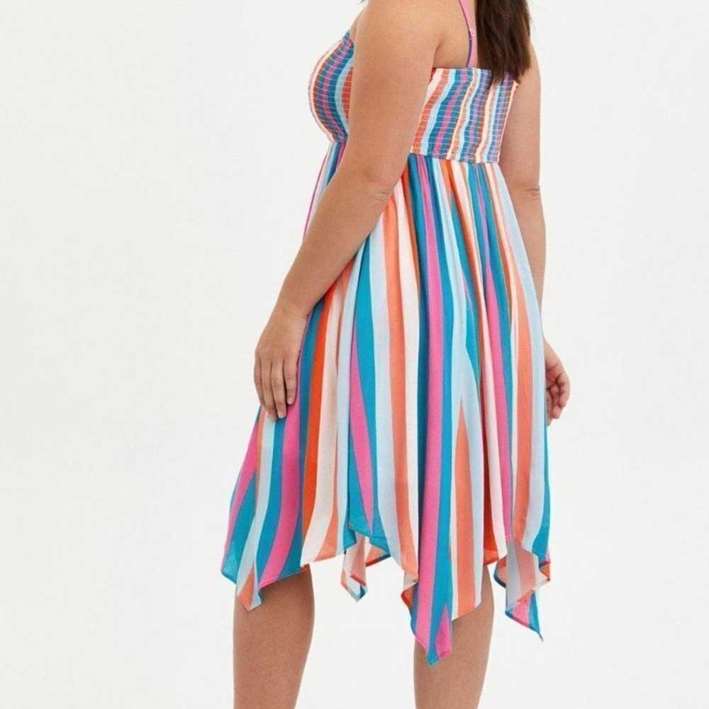 Torrid Multicolor Striped Gauze Midi Strapless Dr… - image 12