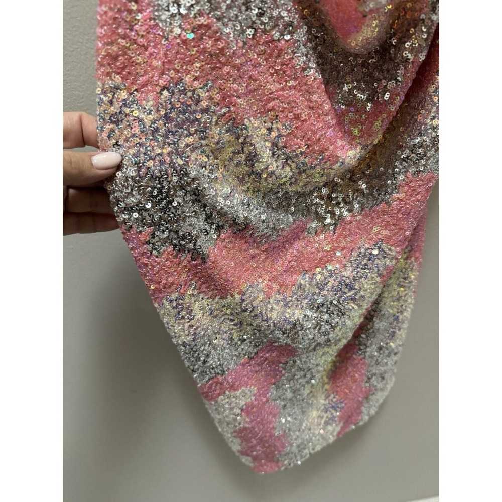 Selfie Leslie Sequin Pink Silver Mini Draped Front - image 2