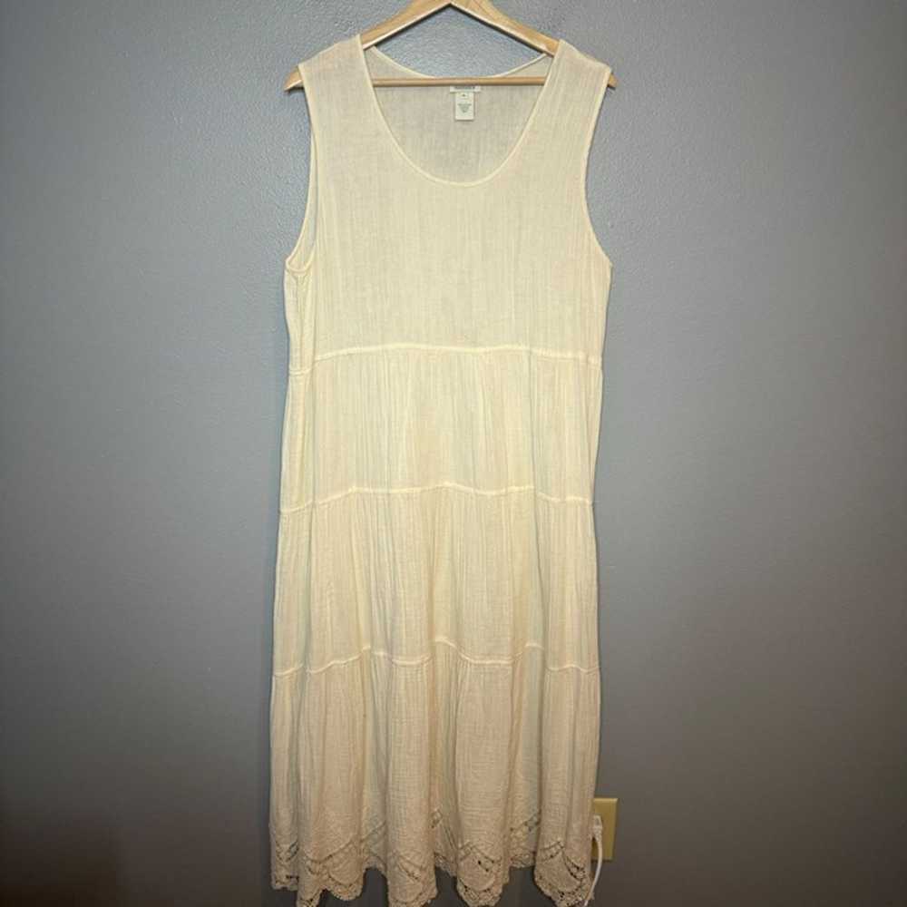 SUNDANCE ivory tiered maxi tank dress with croche… - image 1