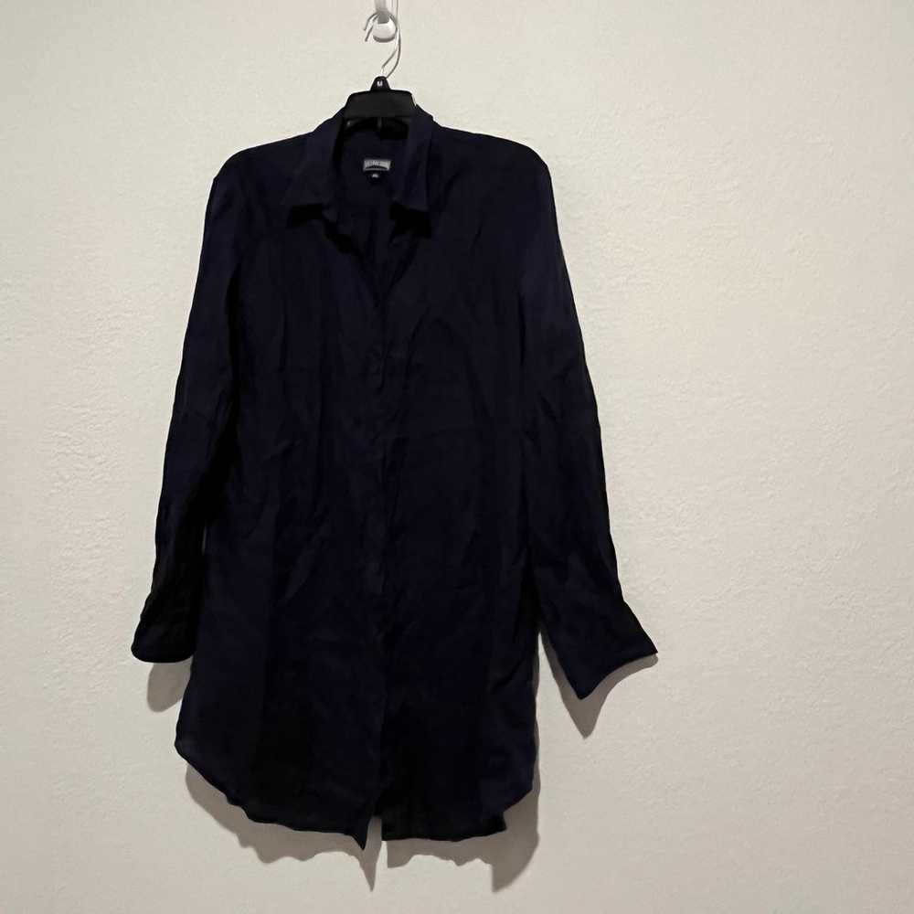 Vilebrequin Navy Blue Linen Shirt Dress Button Fr… - image 3