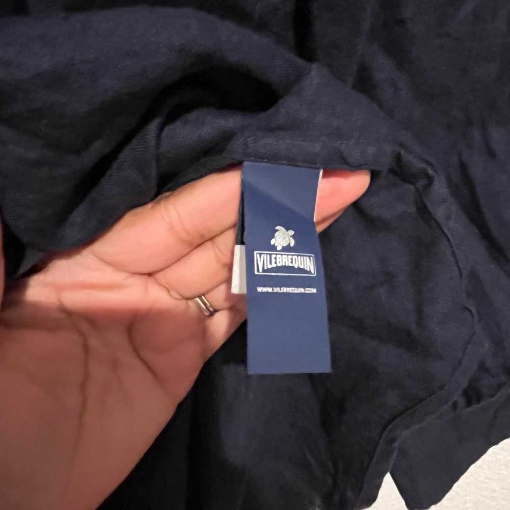 Vilebrequin Navy Blue Linen Shirt Dress Button Fr… - image 9