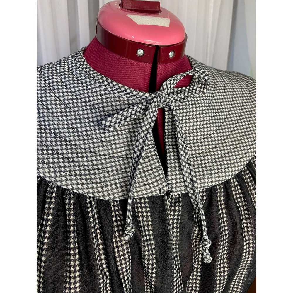 vintage dress quilted collar houndstooth peplum b… - image 7