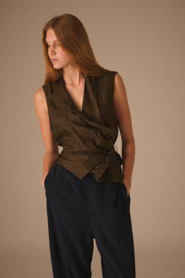 1980s Issey Miyake Olive Waistcoat