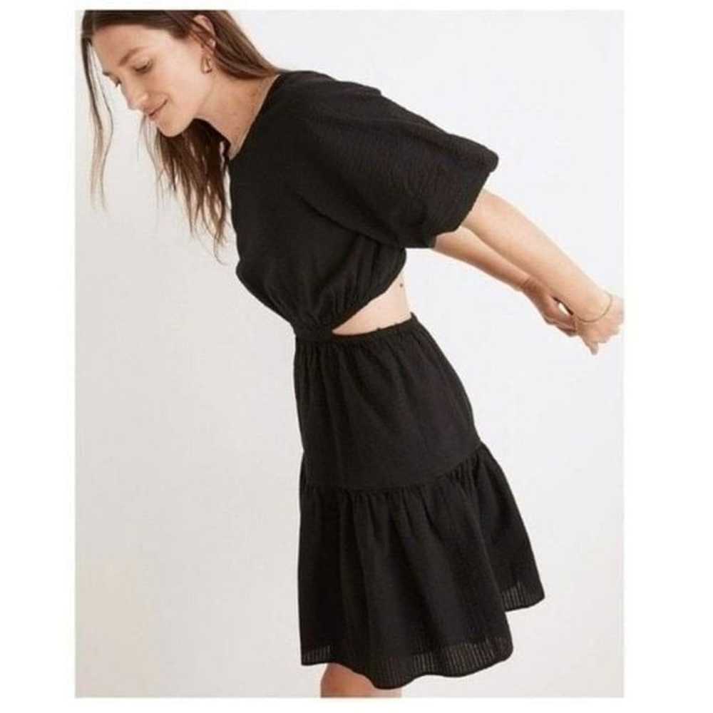 Madewell Seersucker Puff-Sleeve Cutout Mini Dress… - image 3