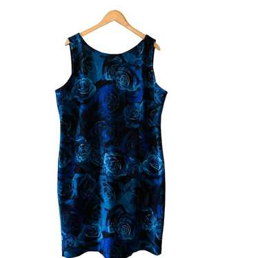 Talbots Blue Floral Sleeveless Sheath Dress Size … - image 1