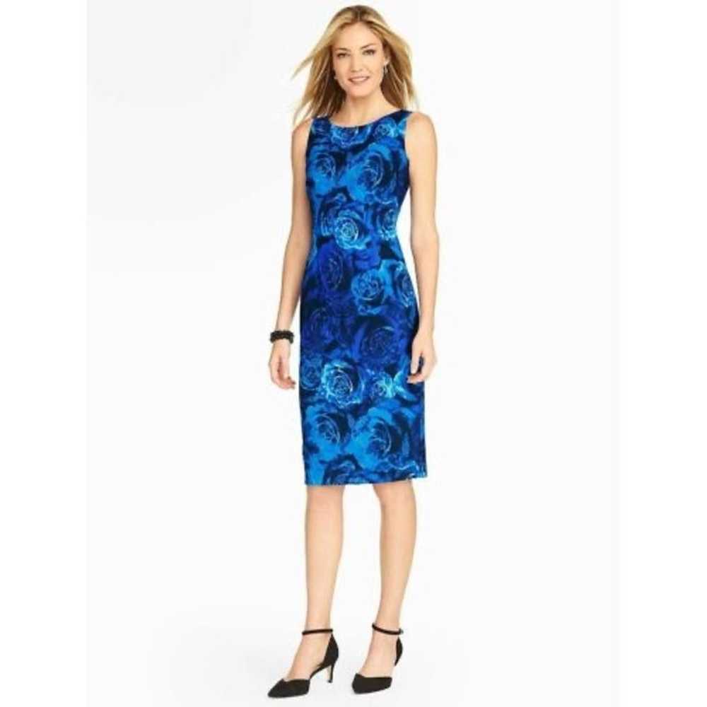 Talbots Blue Floral Sleeveless Sheath Dress Size … - image 3