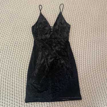 Crushed Velvet Black Dress NWOT